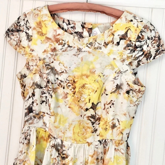 Parker Kinley Yellow Silk Floral Open Back Mini Short Dress Size XS - Picture 5 of 6